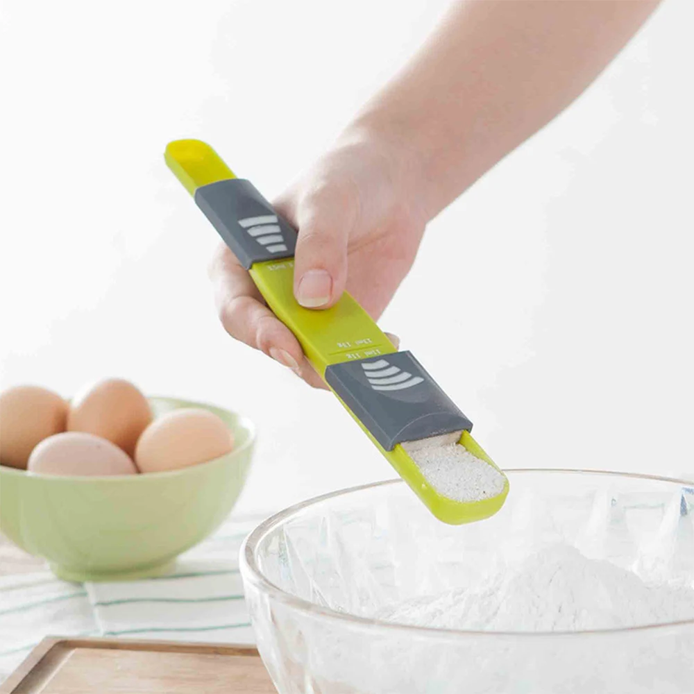 

Measure Cup Double End Eight Stalls Adjustable Clear Scale Measuring Spoons Metering Spoon Bakery Tools Kitchen Accessories