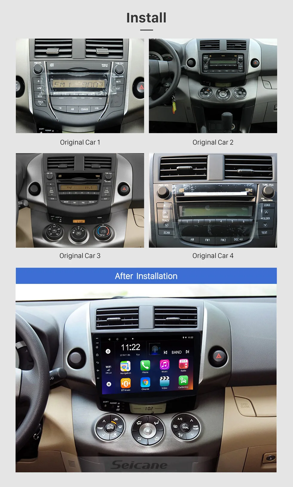 Sale Seicane Android 9.0 9 inch 2Din Car Radio For 2013 Toyota RAV4 HD Touchscreen GPS Navi car Multimedia Player Support 3G Wifi 1