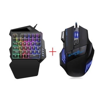 

Mouse and Keyboard Kit Ergonomic Multicolor Backlight Colorful Backlight One-Handed Wired Gaming Keyboards Left Hand Game Keypad