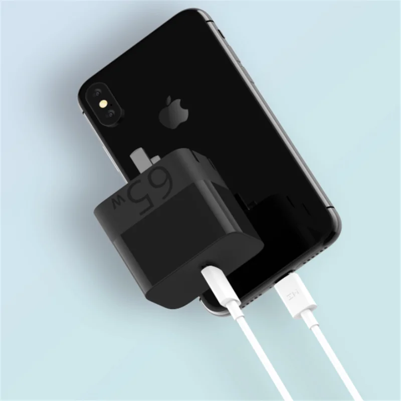 Xiaomi ZMI USB-C адаптер питания 65 Вт портативный Быстрый зарядный складной pin с USB-C кабель для передачи данных для мобильного телефона компьютера