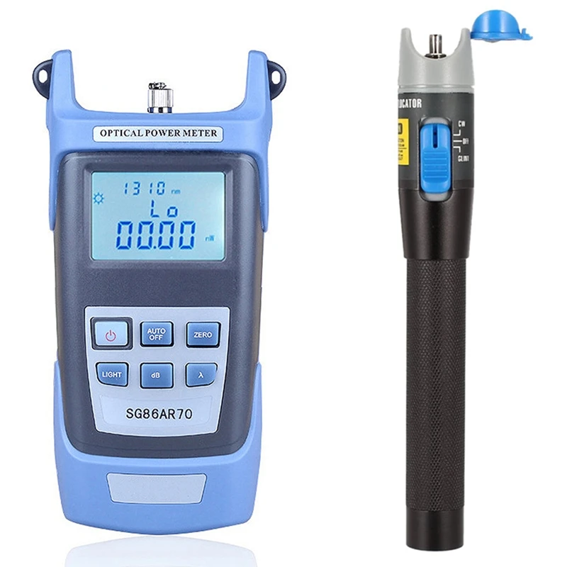 

2 Pcs Handheld Optical Power Meter High Precision Optical Fiber Tester Optical Attenuation Test with Fc/Sc Adapter