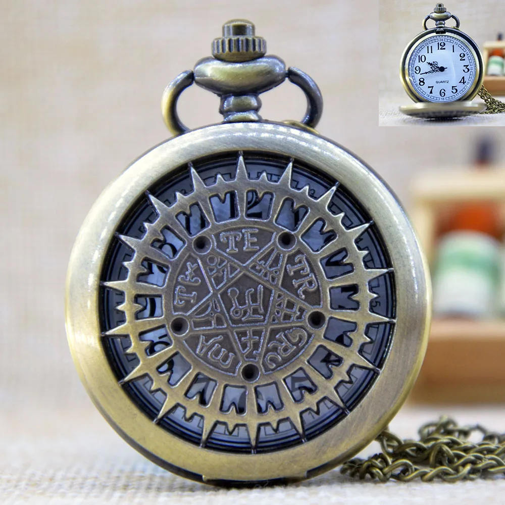 Bronze White Dial Ретро полые Kuroshitsuji Черный дворецкий кварцевые карманные часы Аналоговые в виде кулона ожерелье Мужские Женские часы подарок Reloj Bolsillo Montre - Цвет: Bronze White Dial