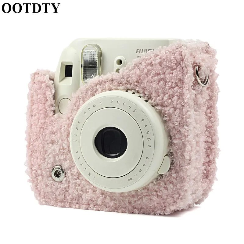 OOTDTY теплый плюшевый защитный чехол камера сумка с плечевым ремнем для Fujifilm Mini8/8+/Mini9