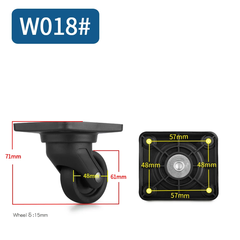 Replacement wheels for suitcase luggage high quality travel bag casters repair Wear resistant password box luggage wheels - Цвет: W018(2 Wheels)Black