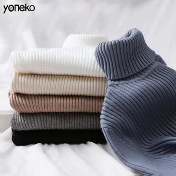 

Yoneko 2020 Autumn Winter Women Sweater Knitted Turtleneck Sweater Casual Soft Jumper Fashion On Sale Femme Elasticity Pullovers