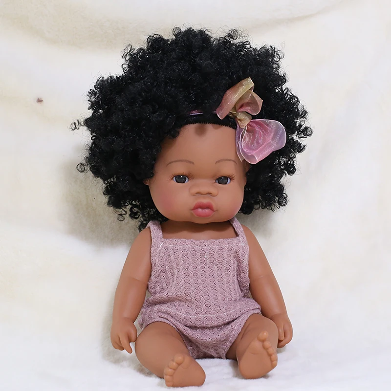 35CM American Reborn Black Baby Doll Bath Play Full Silicone Vinyl Baby Dolls Lifelike Newborn Baby Doll Toy Girl Christmas Gift 30