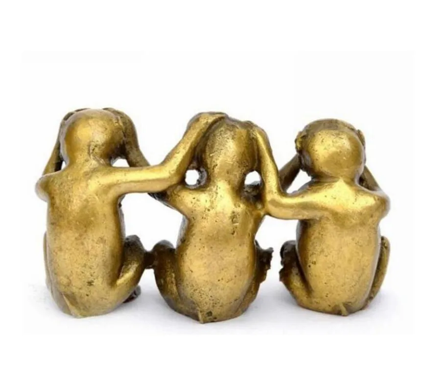 YM медная статуя коллекционные предметы из латуни See Talk Hear No Evil 3 маленькие статуи