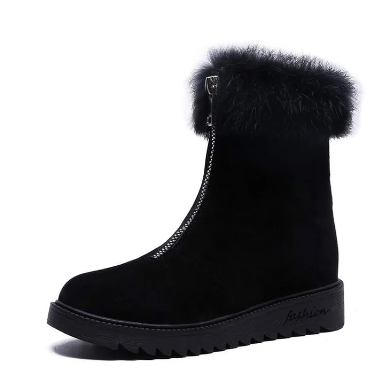 Г. Женская зимняя обувь на меху новые модные теплые женские зимние ботинки с молнией спереди, Нескользящие однотонные ботинки на резиновой подошве