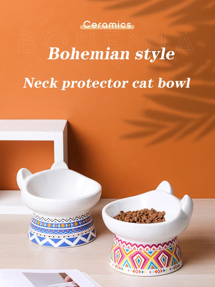 

Ceramics Bohemian Cat Food Bowl Dog Feeder Drinker Drinking Bowl For Cat Dog Eating Bowl Feeding Dish Pet Accessories Supplies
