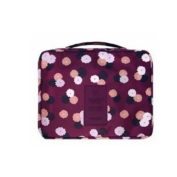 Multifunction Travel Cosmetic Bag Women Makeup Bags Toiletries Organizer Waterproof Female Storage Make Up Cases Wholesale - Цвет: Wine red flower