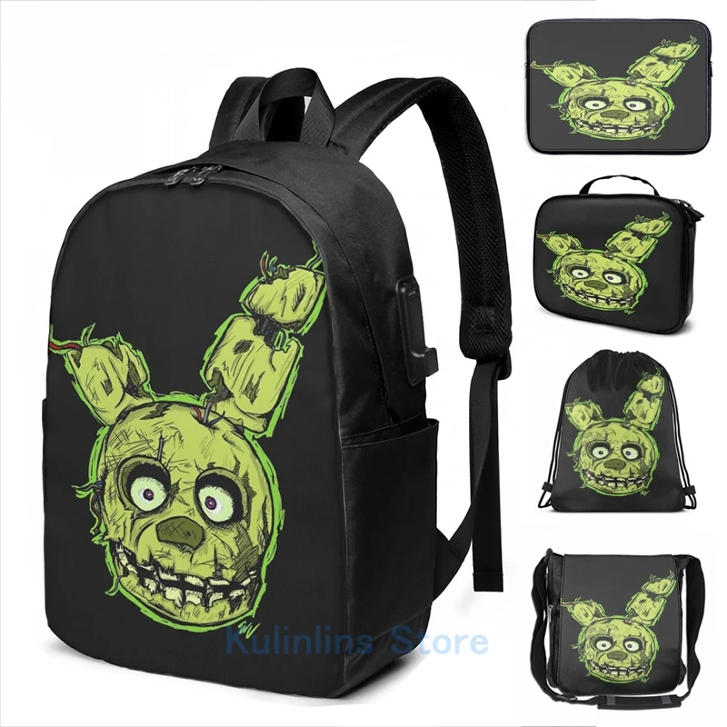 Рюкзак с забавным графическим принтом FNAF Springtrap для мужчин и женщин школьные
