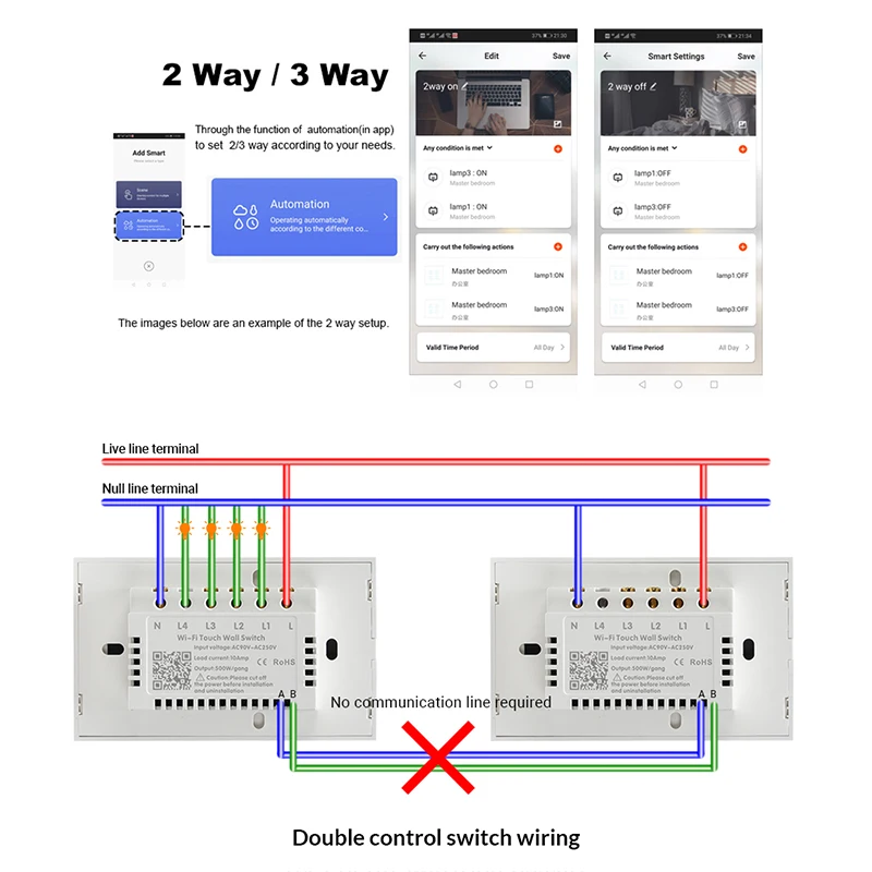 Wifi Wall Touch Sensitive Switch Remote Control 1 2 3 4 Gang Wireless Led Light Smart Touch Screen Switch Glass US Standard