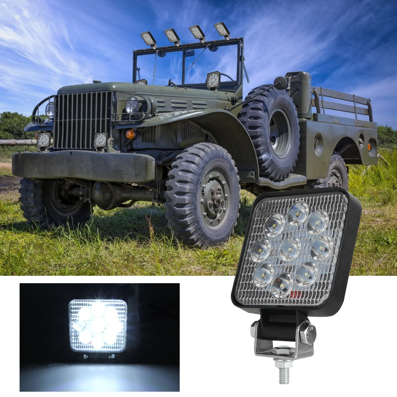 3-дюймовый грузовиков Белый светодиодный рабочий светильник 12V 24V квадратный 9-Светодиодный точечный светильник 90W фары для автомобиля внедорожники 9000LM Водонепроницаемый