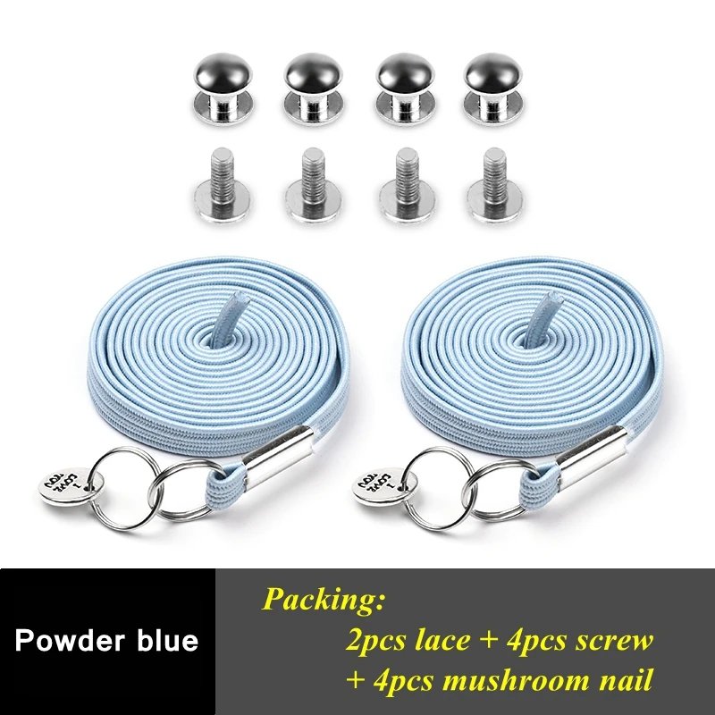 Powder blue 1 пара, быстрый Эластичный шнурок для рук, ленивые шнурки, без галстука, для детей и взрослых, плоские кроссовки, обувь со шнуровкой, 24 цвета - Цвет: Powder blue
