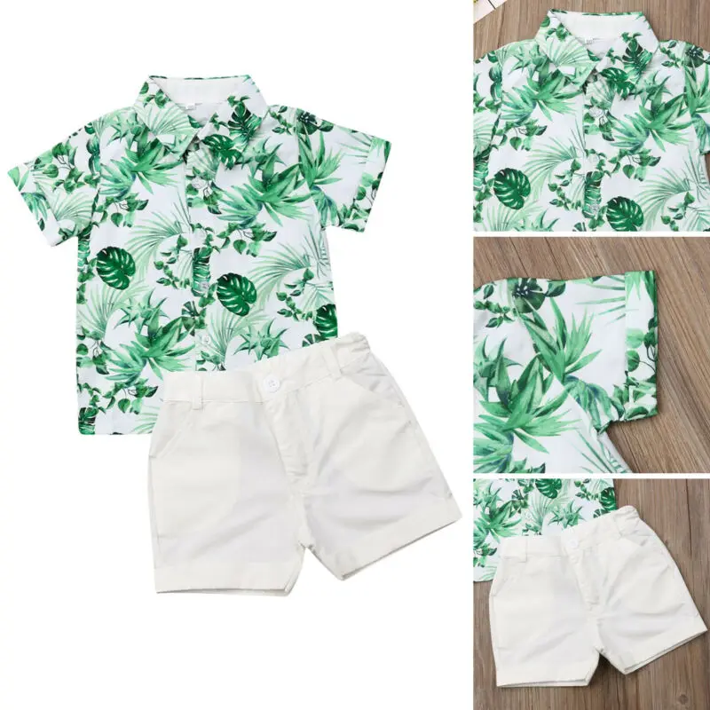 Коллекция года, новая брендовая летняя одежда для маленьких мальчиков Пляжная футболка Топ+ короткие штаны Повседневный комплект одежды, летняя одежда