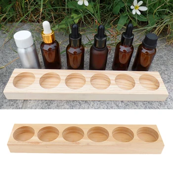 

Pine Wood Essential Oil Perfume Displaying Rack Organizer 6 Slots 30ml Bottles Stand Holders 25.9x4.9x 2 cm