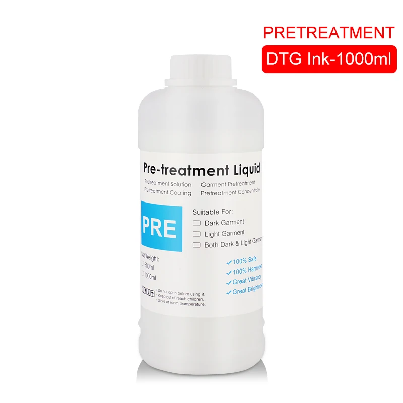 Pretreatment 1000 мл чернила dtg для рисования на ткани одежды чернила для DX5 DX6 DX7 DX10 печатающая головка для Epson 1390 R1900 R2000 F2000 F2100(7 видов цветов на выбор - Цвет: Pretreatment