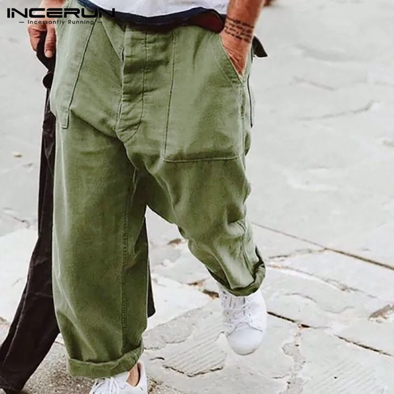 

Big Pockets Zipper Pantalones Fashion Men Wide Leg Pants Solid Color Straight Trousers Mens Loose Pants Streetwear S-5XL INCERUN