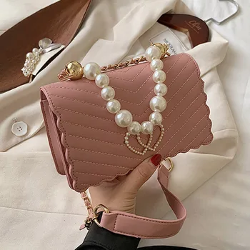 

Ladies Pearl Crossbody Bags 2020 Chain PU Leather Women Shoulder Bags High Quality Female Handbags Fashion Travel Cross Body Bag