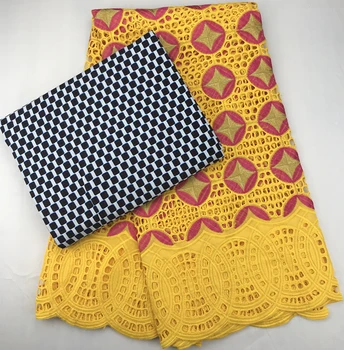 

Latest swiss voile lace ankara african wax print fabric swiss lace fabric cotton lace 2.5+3yards african fabric for dress C0027