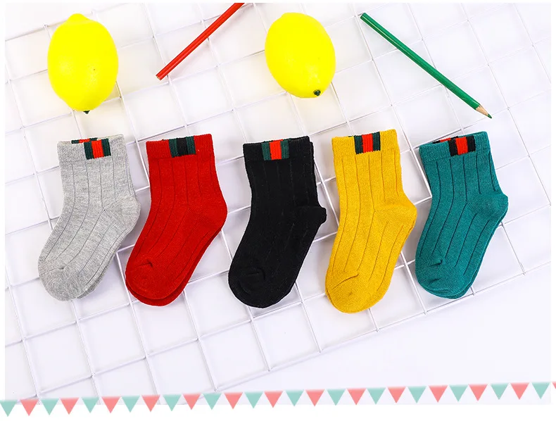 CHILDREN'S Socks Autumn& Winter Breathable Cotton Socks BOY'S Girls Tube Solid Color Calibration Children's Socks