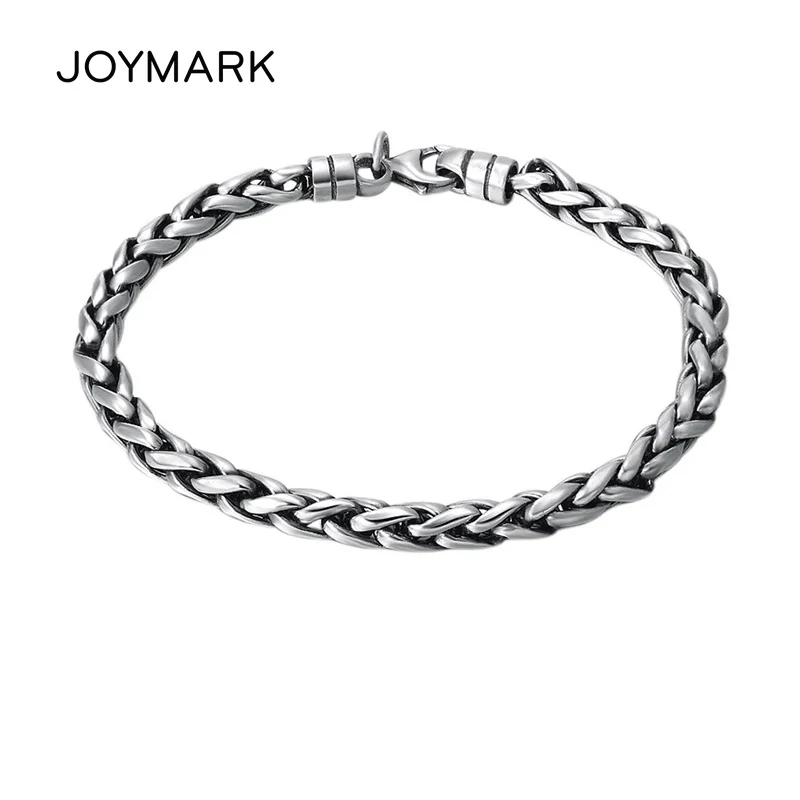 

JOYMARK 5mm Twisted Thai Silver Bracelet For Men 20cm Vintage 925 Sterling Silver Chain Bracelet Fine Jewelry TSB513