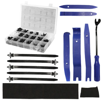 

447PCS/Set Car Body Interior Bumper Retainers Fasteners Clips Plastics Rivets Trim Assortment Kit Screws Panel with Removal Tool