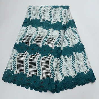 

New fashion African chemical cord lace fabric with stones 2019 high quality french guipure Nigerian lace fabrics for party dress