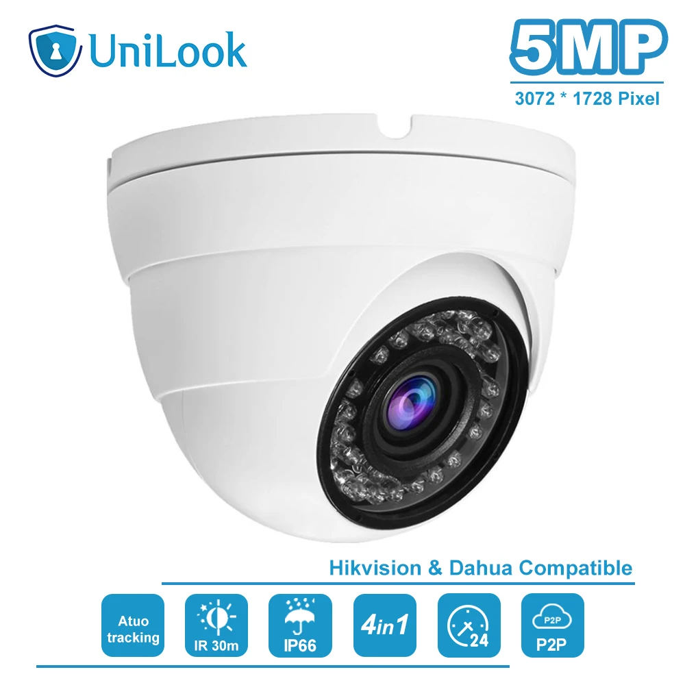 UniLook 5MP 4в1 купольная камера безопасности турбо 2,8 ~ 12 мм vari-Focal для дома/наружного видеонаблюдения Видеонаблюдение ИК BNC IP66 AZ-AC3252W