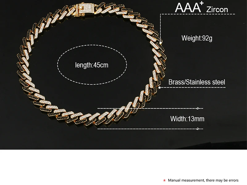 13 мм смешанный цвет кубический циркониевый кубинское звено ожерелье Красочный циркон цепь для мужчин хип хоп ювелирные изделия с коробкой дропшиппинг
