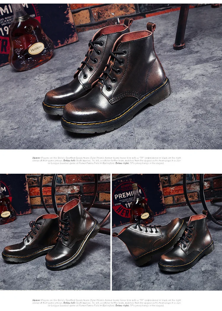DONGNANFENG/женские ботильоны из натуральной кожи; зимняя обувь для верховой езды на меху и на шнуровке в стиле панк; Размеры 35-44 XML-9926