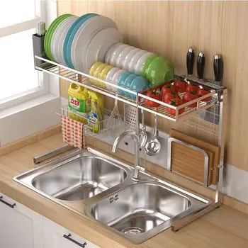 

Stainless Steel Drying Rack Dish Kitchen Sink Rack Knife Drain Rack Tableware Supplies gdeilipo 2 Layer Pool Storage Rack