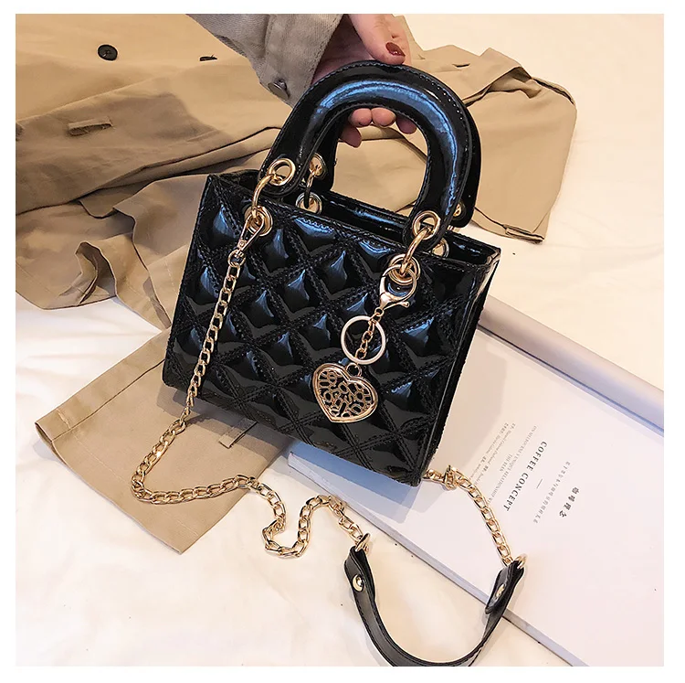 Роскошная брендовая Сумка-тоут модная Новая высококачественная женская дизайнерская сумка из лакированной кожи Lingge на цепочке