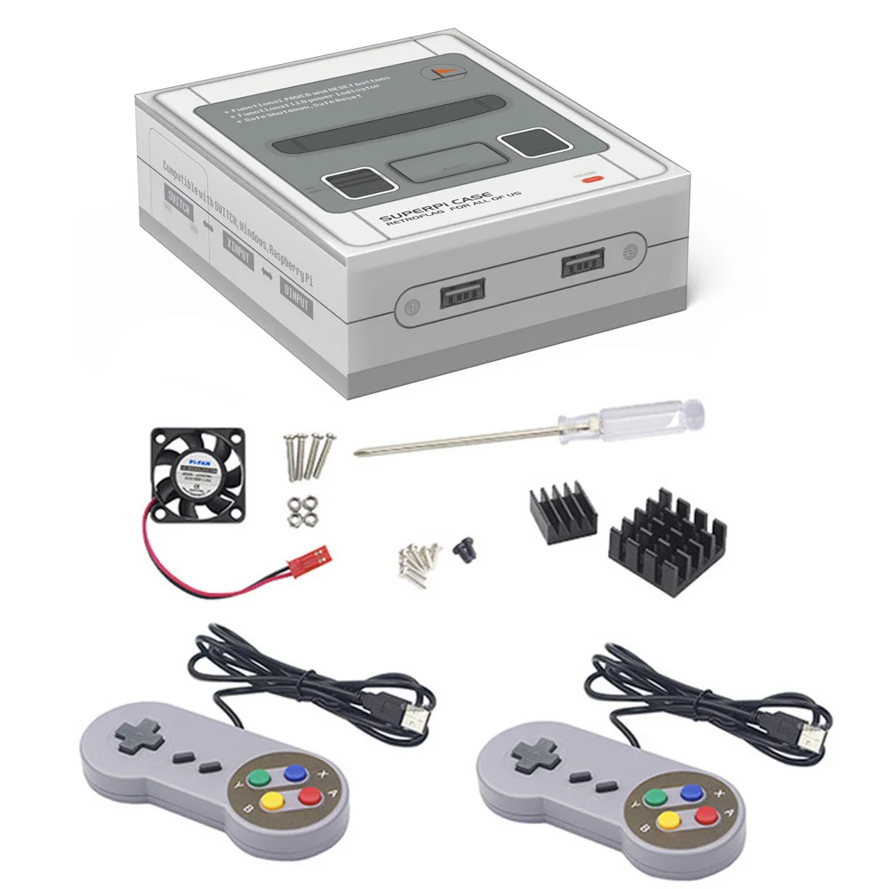 Чехол NESPi для Raspberry Pi 3 B+(Plus) NES FS стильный корпус корпуса с вентилятором и радиаторами Raspberry Pi 3 Model B+, 3B - Цвет: Kit B