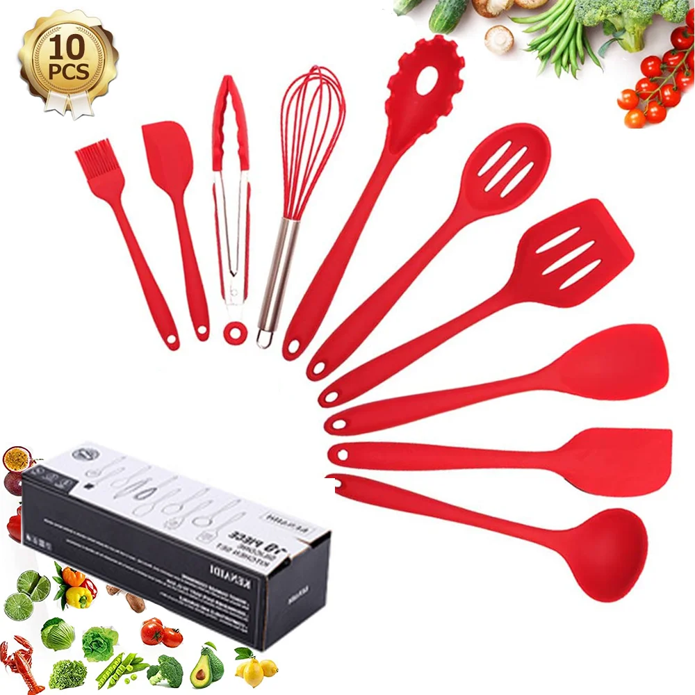 KitchenAid 4-Piece Plastic Kitchen Utensil Set Includes Spoon, Turner, Pasta Fork, and Spatula