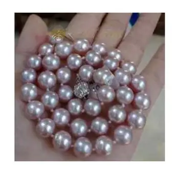 

Wholesale 9-10mm South Sea Round Lavender Purple Pearl Necklace 18 Inch S925 Silver