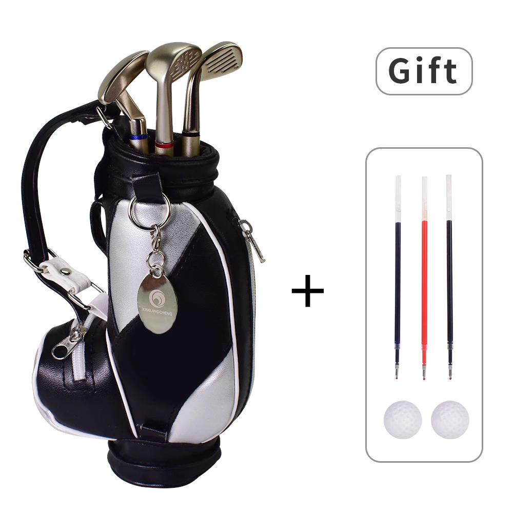 Настольный держатель для гольфа, кожаный держатель для карандашей, новинка, подарки для мужчин, сувениры для гольфа, уникальный подарок для поклонников гольфа - Цвет: Silver