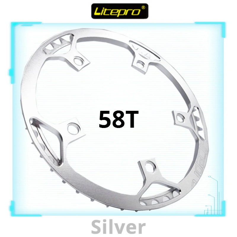 Litepro Сверхлегкий 130 BCD 45T 47T 53T 56T 58T A7075 сплав BMX цепное кольцо складной велосипед BMX цепное колесо велосипед шатун зуб дорога - Цвет: 58T Silver