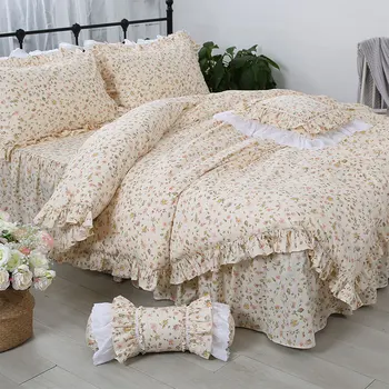 

Pastoral yellow flower bedding set girl,twin full queen king cotton single double home textile bedspread pillow case quilt cover
