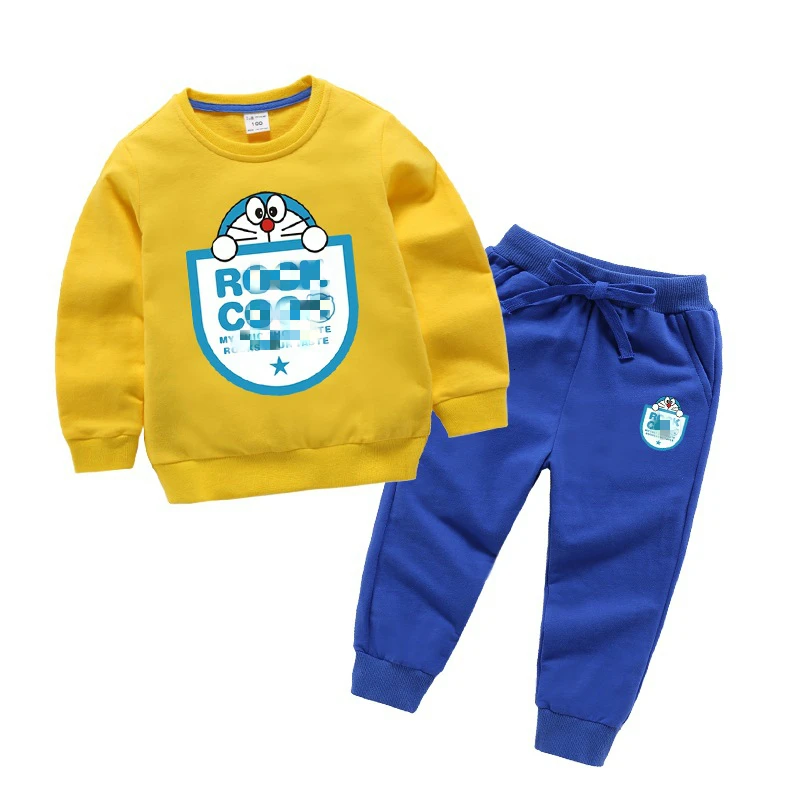 Autumn Baby Toddler Girl Boys Girls Cotton Cartoon Long Sleeve Kids Sportswear Boy Fashion Clothes For Children Clothing Set - Цвет: Цвет: желтый