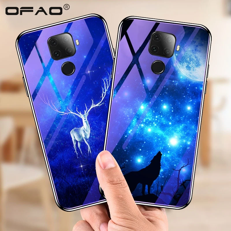 

For Huawei Mate 30 Lite Cases Plating Blue Light Luxury Back for Nova 5i Pro Glass phone Cover Bag Fundas Capa Coque 6.26" inch