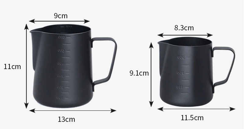 Espresso Milk Frothing Pitcher with Measurement, Stainless Steel Creamer Macchiato Cappuccino Latte Art Making Pitcher Cups