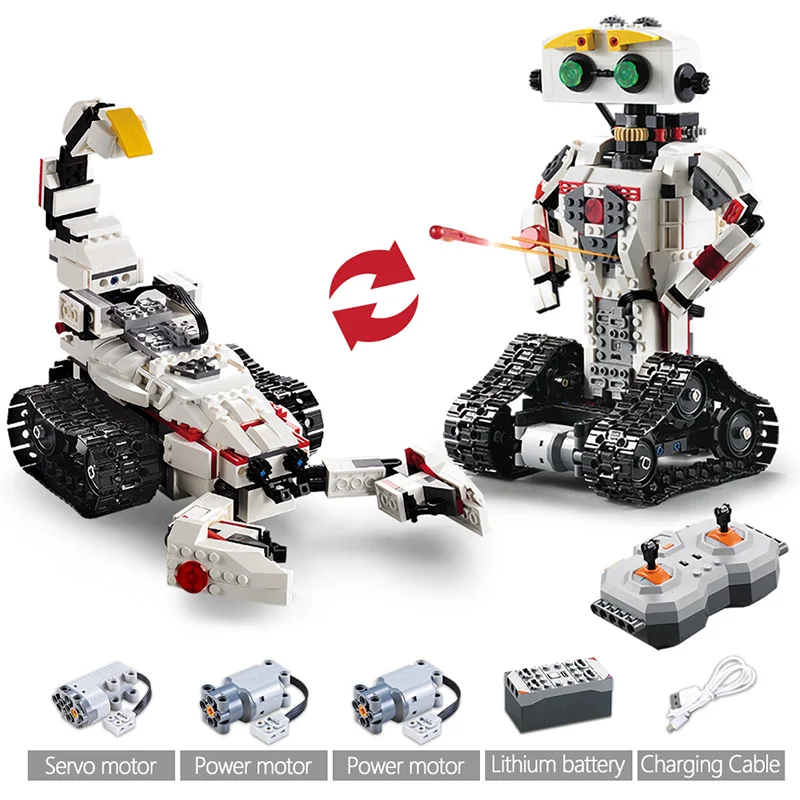 710 шт 2 в 1 RC Трансформация Робот строительные блоки креативная модель MOC