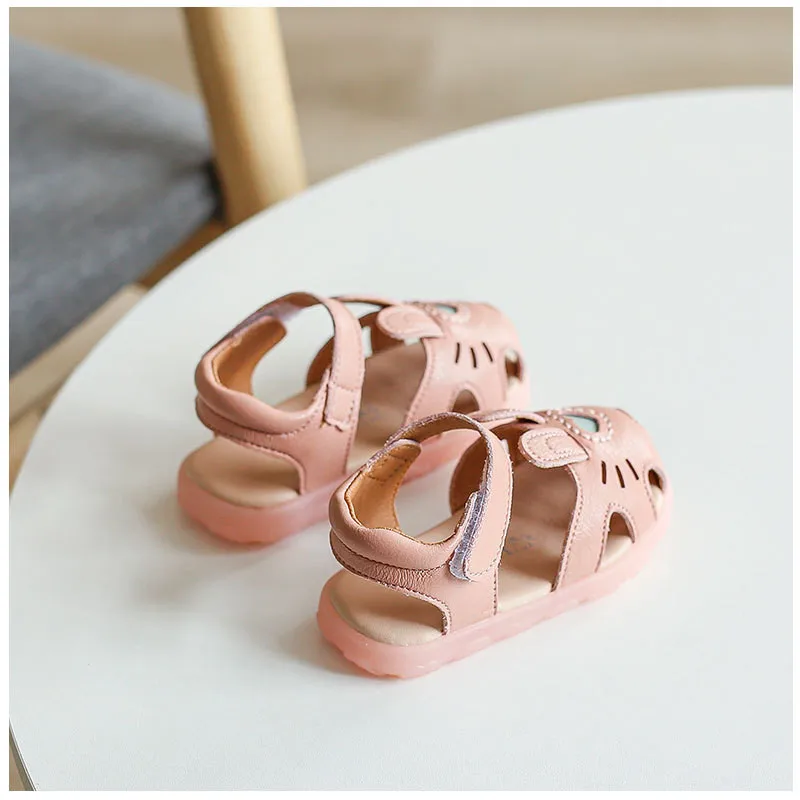 New Summer Baby Shoes Leather Soft Sole Kids Sandals Closed Toe Cute Toddler Girls Sandals 15-25