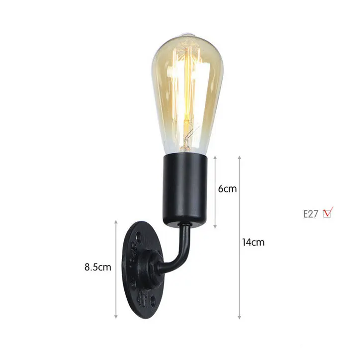 swing arm wall lamp Black Wall Sconces Vintage E27 Wall Light Fixtures Water Pipe Wall Lamp W/O switch Steampunk Lamp for Hallway Basement plug in wall sconce