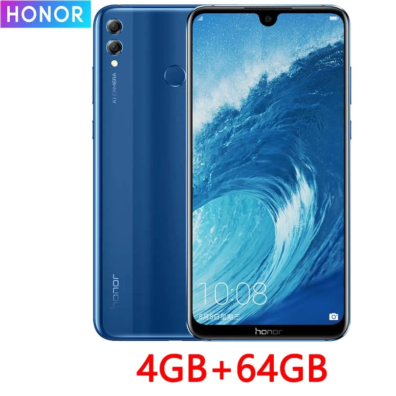 Honor 8X Max 7,12 дюйма Мобильный телефон Android 8,1 16 МП Восьмиядерный экран отпечатков пальцев ID 4900 мАч батарея смартфон - Цвет: 4GB 64GB Blue