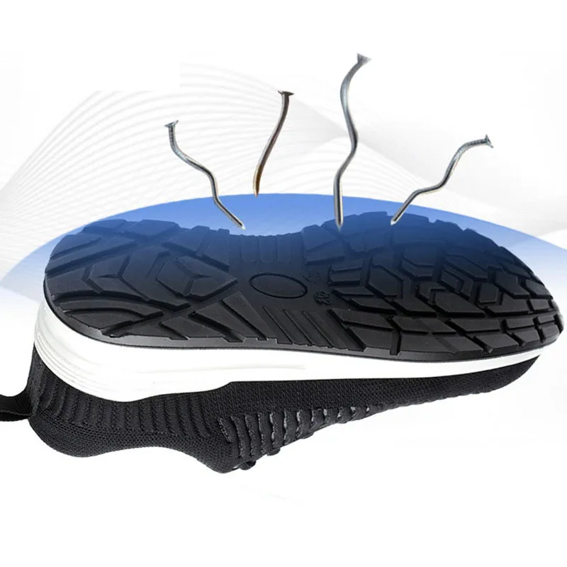 Indestructible Men's Steel toe cap puncture safety shoes breathable PU solid bottom Construction work sneakers