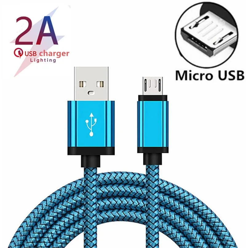 Micro USB кабель для быстрой зарядки 2 А нейлоновый USB-кабель синхронизации данных и
