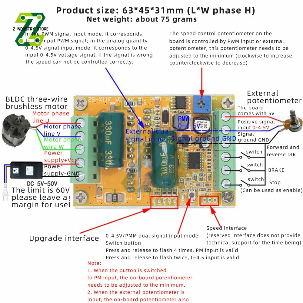 sem sensor hall dc65 50v 380w bldc 3 fases 05
