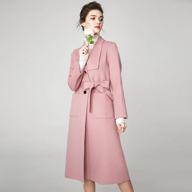 Winter Woman Coats Autumn High-end Solid Color Double-sided Cashmere Coat Slim Double-sided Wool Coat Female